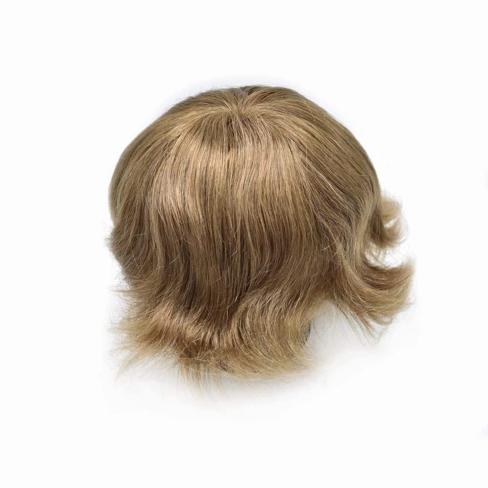 Toupee Hair For Men European Human Hair Piece Men Hair Replacemnt System Fine Mono Mens Toupee Hairpiece Protesis Capilar Hombre 7X9#17 Dark Ash Blonde 120% Density