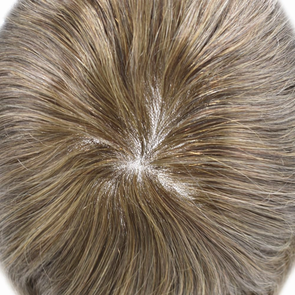 Toupee Hair For Men European Human Hair Piece Men Hair Replacemnt System Fine Mono Mens Toupee Hairpiece Protesis Capilar Hombre 7X9#17 Dark Ash Blonde 120% Density