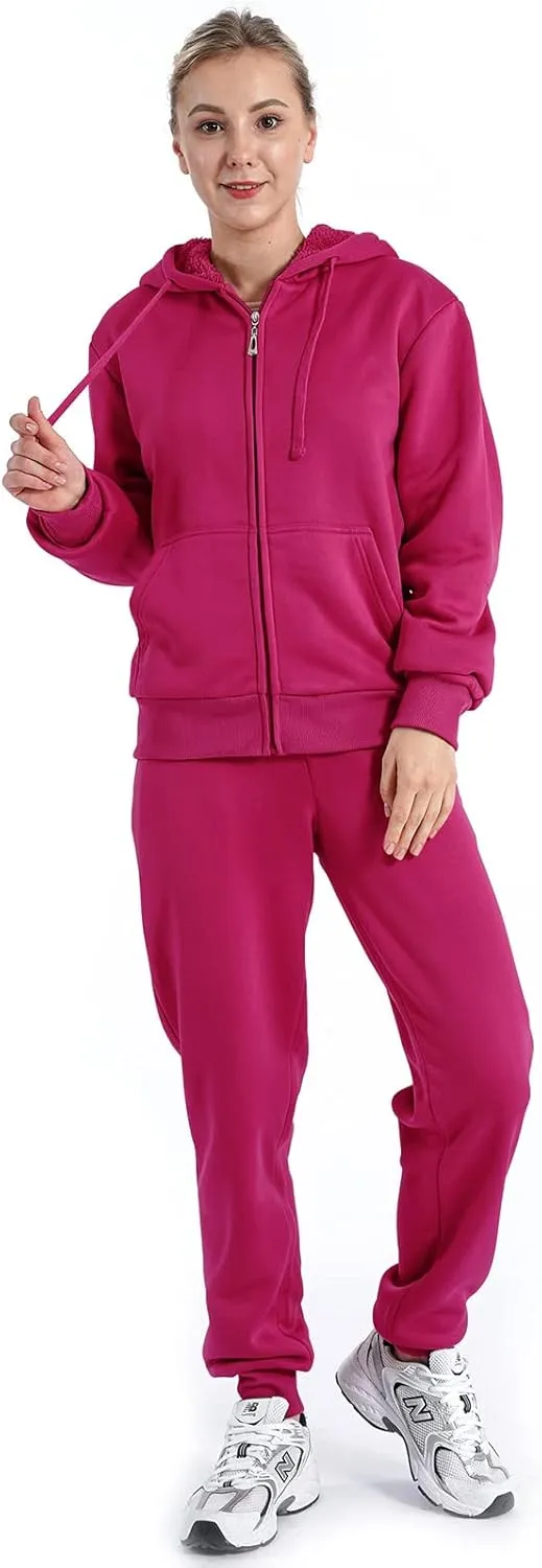 Track Suits for Women Set Sherpa lined Casual 2 Piece Outfits Sweatsuit