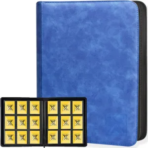 Trading Card Binder, Side Loading 9 Pocket Cards Holder Album up to 540 Cards, Ringless Card Protective Organize Folder for Sport Game Cards(Blue)