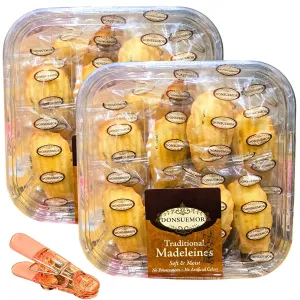 Traditional Madeleines, Soft and Moist French Cookies, No Preservatives, No Artificial Colors, 28 oz pack, 2 Pack with Free Bag Sealer Clip
