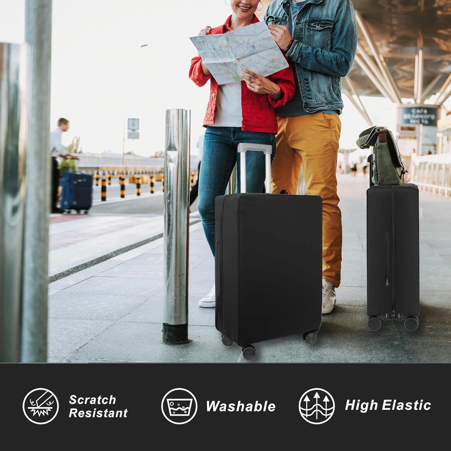 Transparent PVC Suitcase Cover, No Disassembly Required Clear Luggage Protector Suitcase Cover