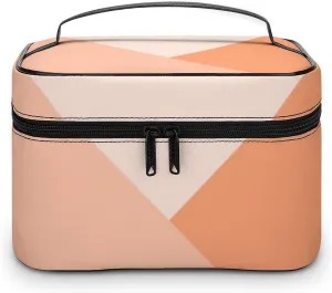 Travel Makeup Bag, Peach Summer Coral Orange Cosmetic Bags for Women Large Capacity Waterproof Toiletry Bag Make up Organizer
