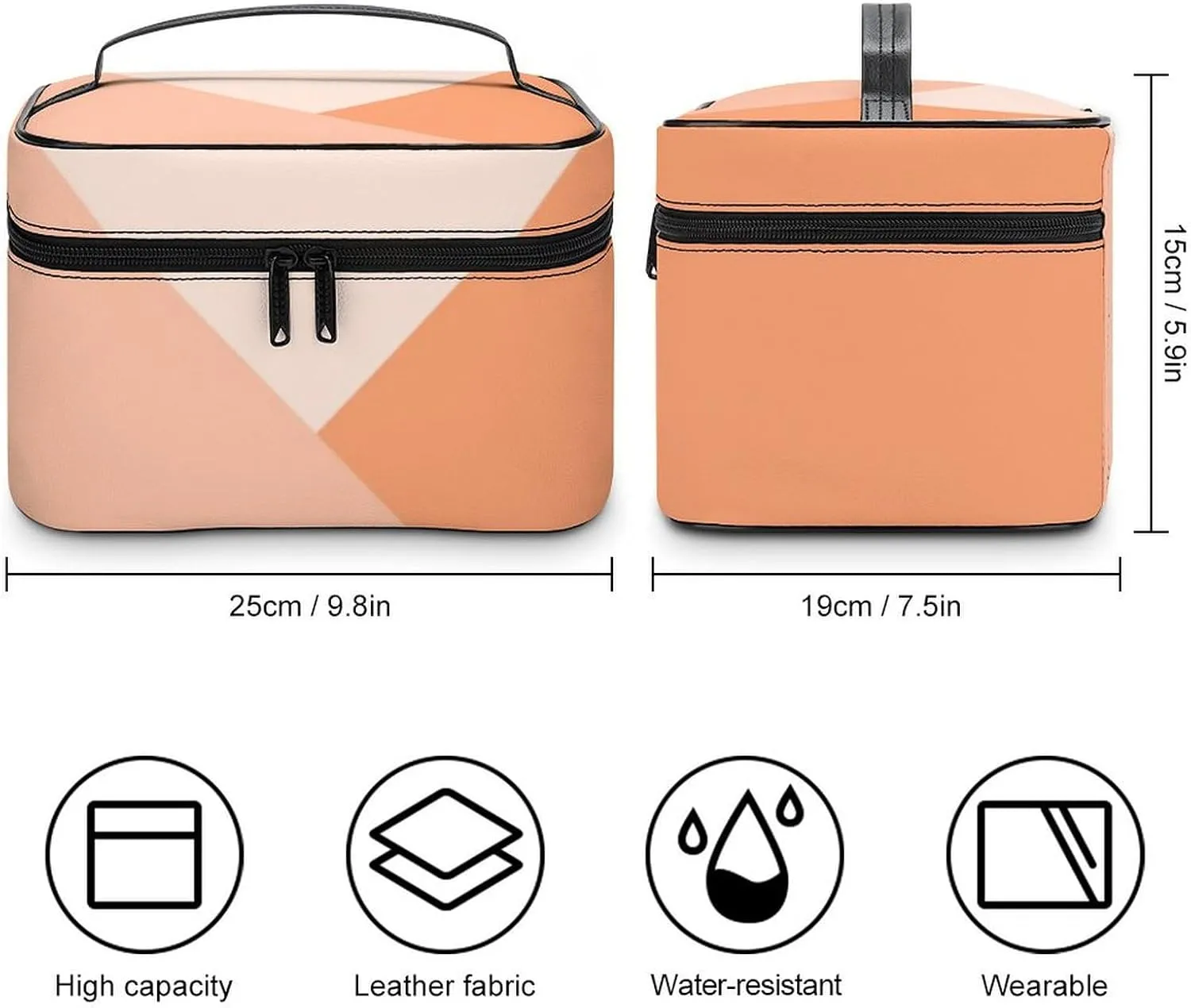 Travel Makeup Bag, Peach Summer Coral Orange Cosmetic Bags for Women Large Capacity Waterproof Toiletry Bag Make up Organizer