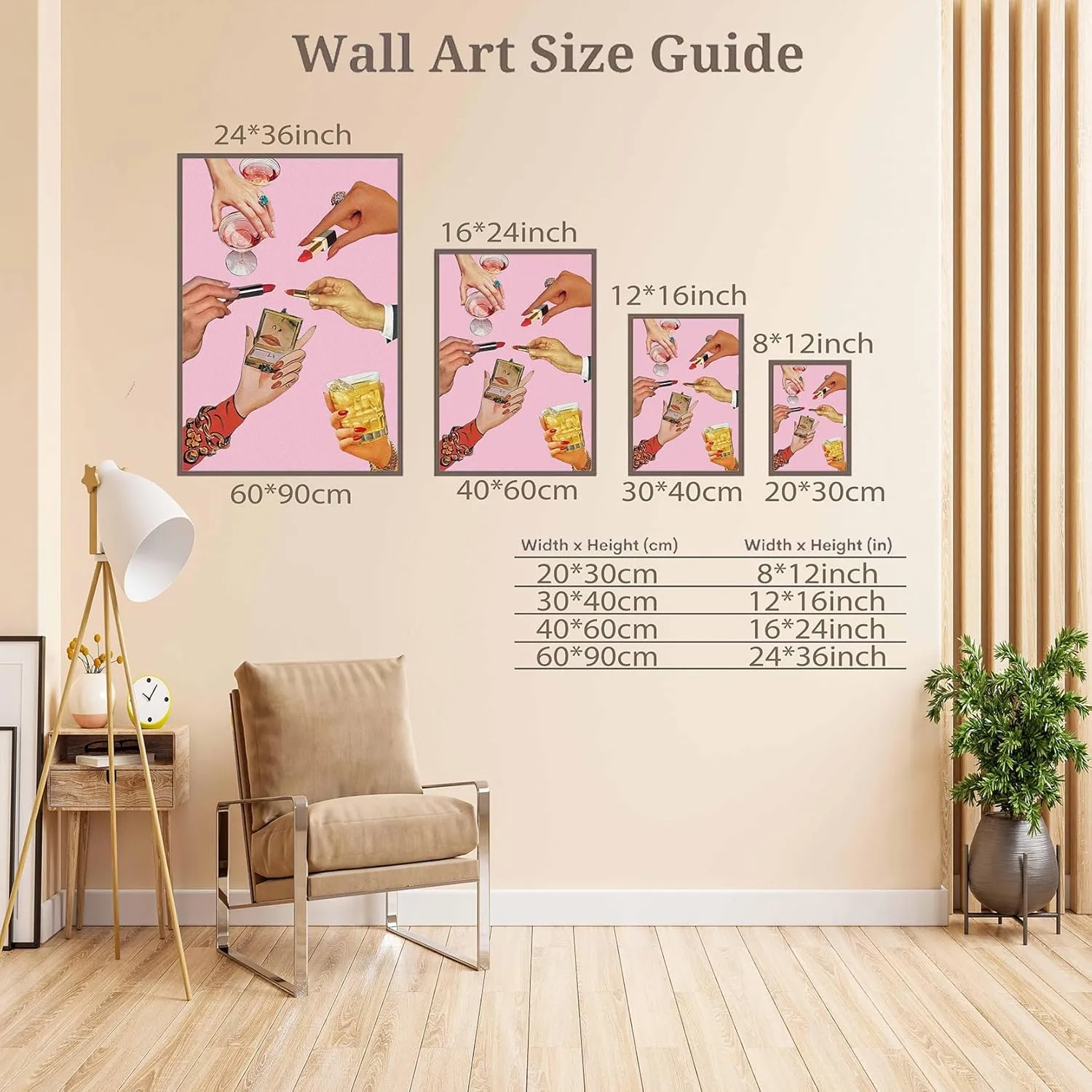 Trendy Lipstick Posters Funky Chic Icon Pink Girl Room Aesthetic Canvas Wall Art Modern Preppy Glam Makeup Rings Cocktail Prints Painting For Home Bedroom Dorm Wall Decor 12x16in Unframed