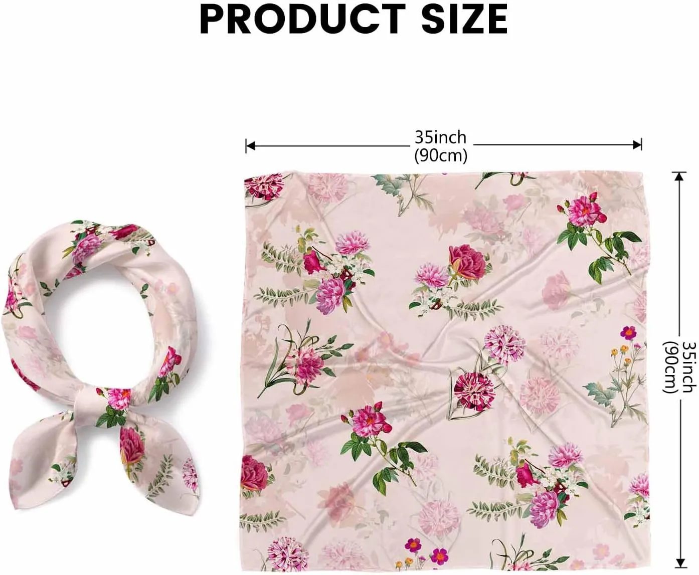 Tropical Flowers Head Scarf Silk Feel Like Bandana Soft for Women Girls…