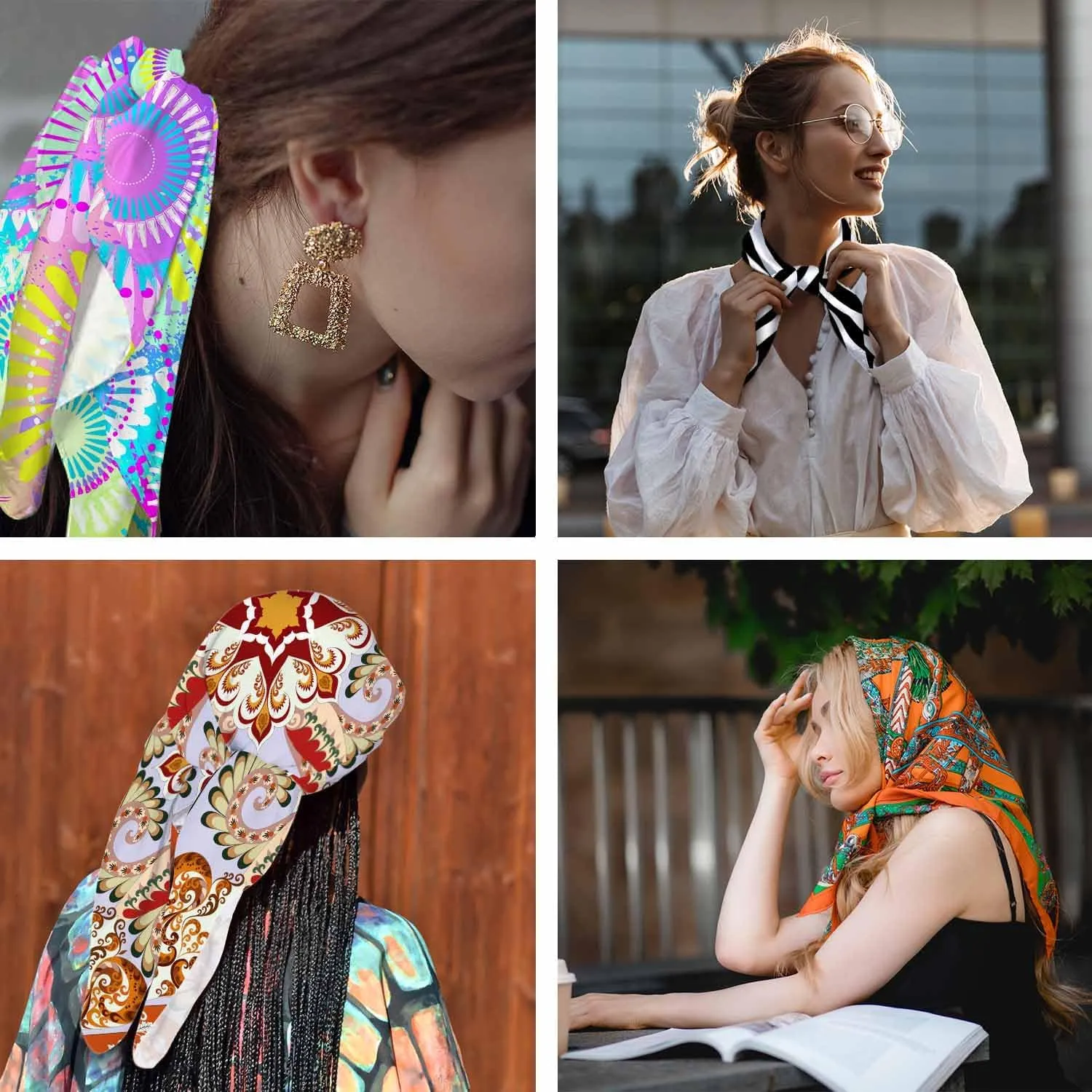 Tropical Flowers Head Scarf Silk Feel Like Bandana Soft for Women Girls…