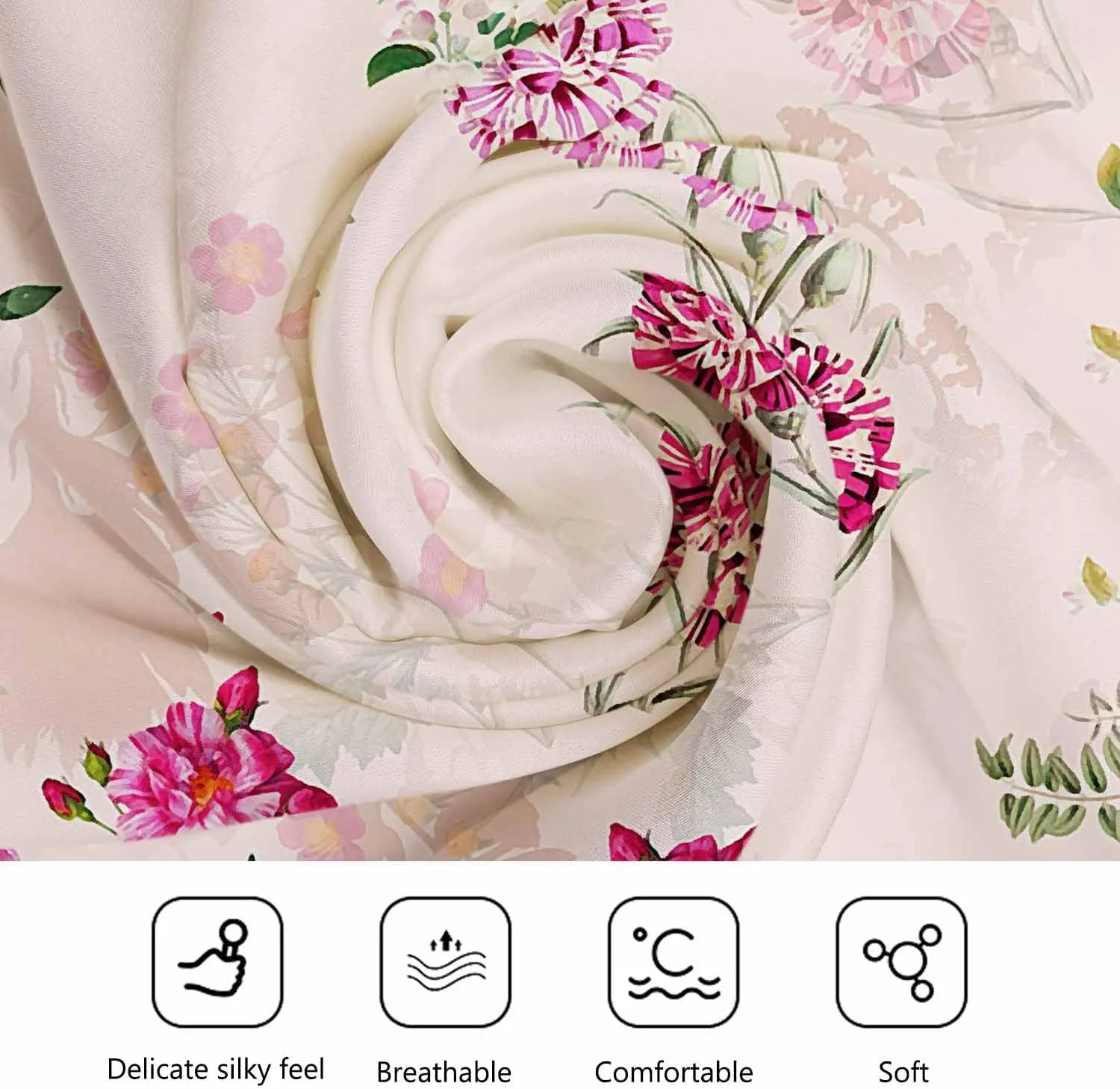 Tropical Flowers Head Scarf Silk Feel Like Bandana Soft for Women Girls…