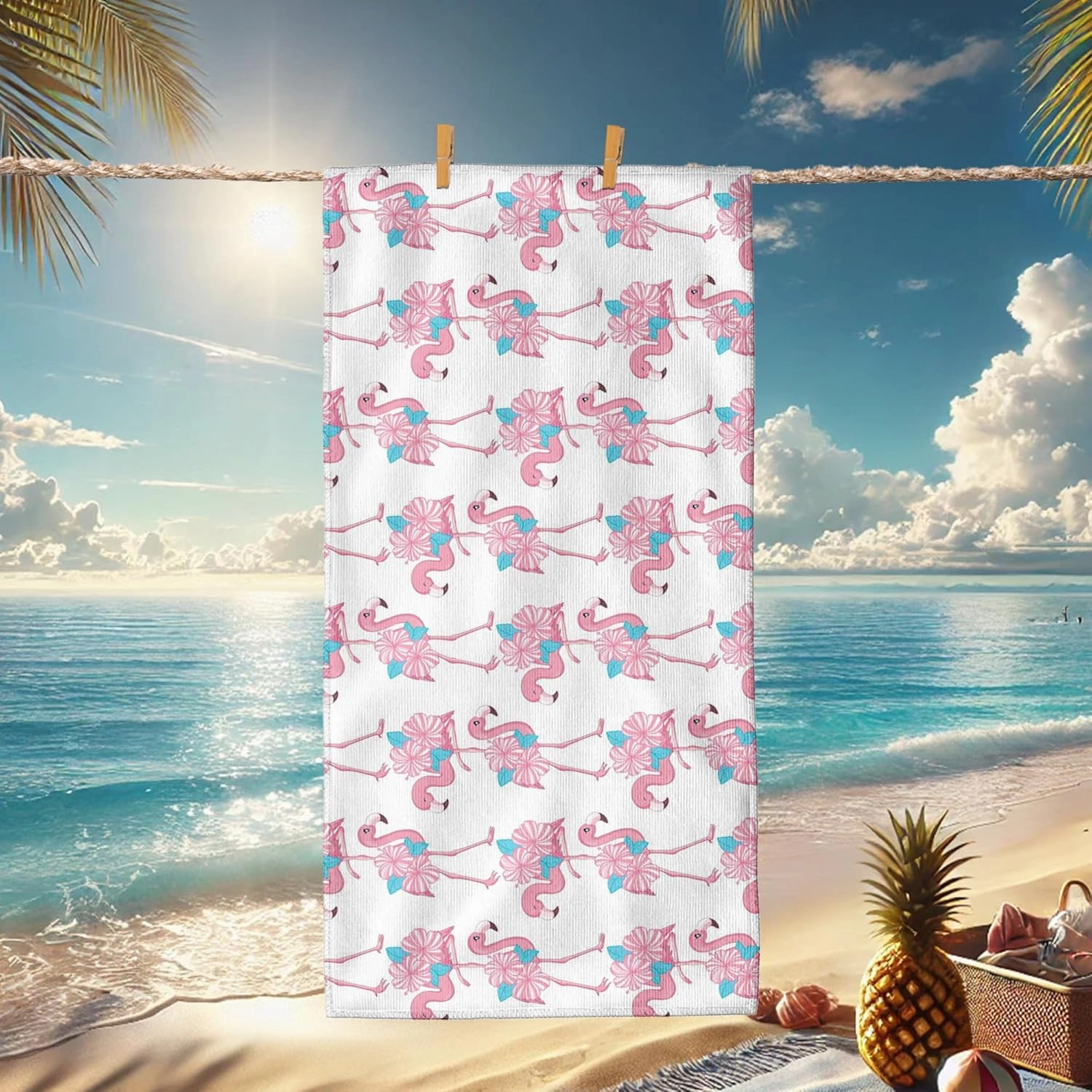Tropical Tropical Bird Microfiber Beach Towel Peach Summer Pattern Quick Dry Absorbent Sand Free Lightweight Beach Blanket, Pool Vacation Picnic Essentials 62x31 Inch