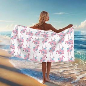 Tropical Tropical Bird Microfiber Beach Towel Peach Summer Pattern Quick Dry Absorbent Sand Free Lightweight Beach Blanket, Pool Vacation Picnic Essentials 62x31 Inch
