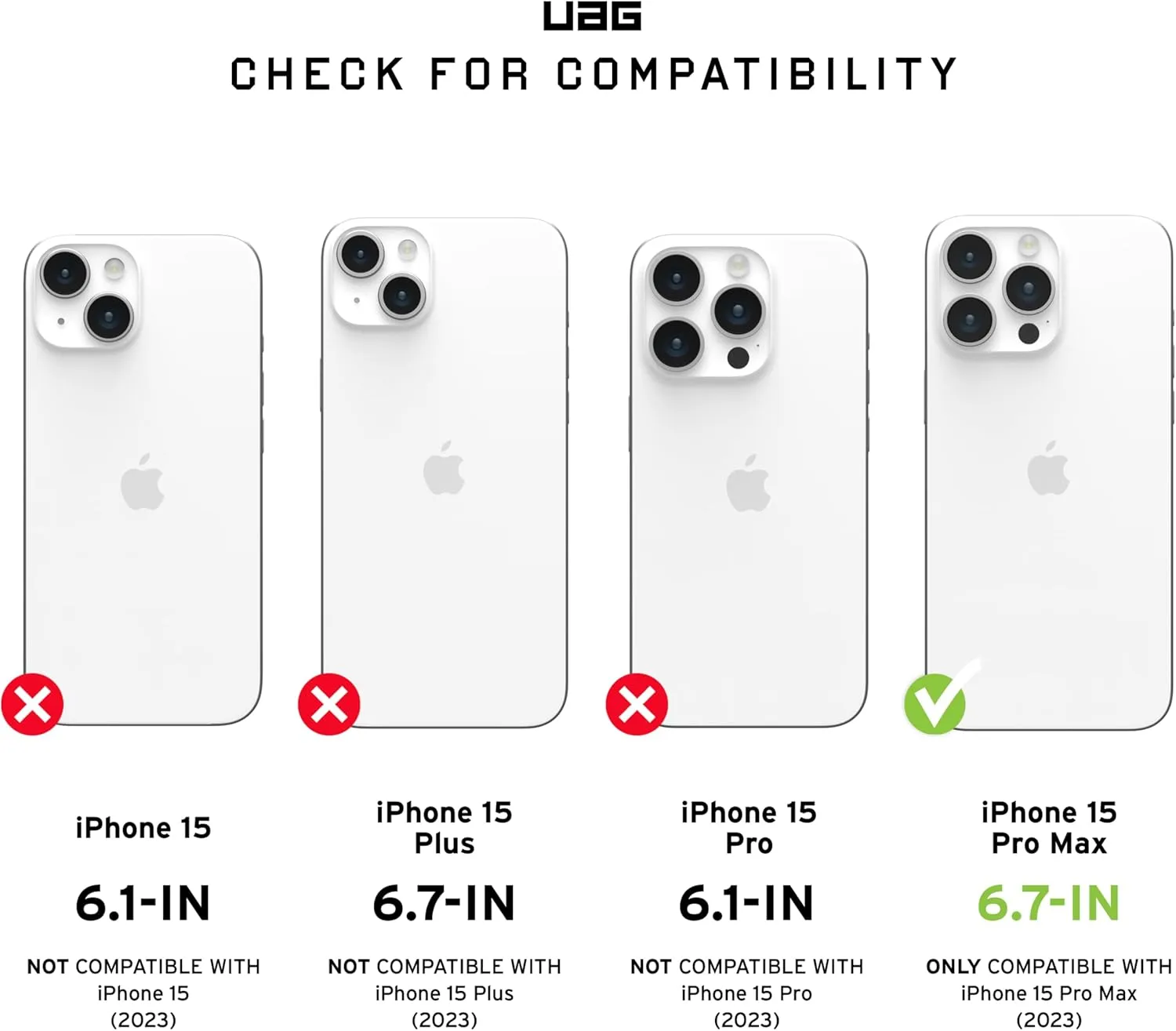 URBAN ARMOR GEAR UAG Designed for iPhone 15 Pro Max Case 6.7" Plyo Ice/White, Built-in Magnet Compatible with MagSafe Charging Rugged Anti-Yellowing Transparent Clear Dropproof Protective Cover