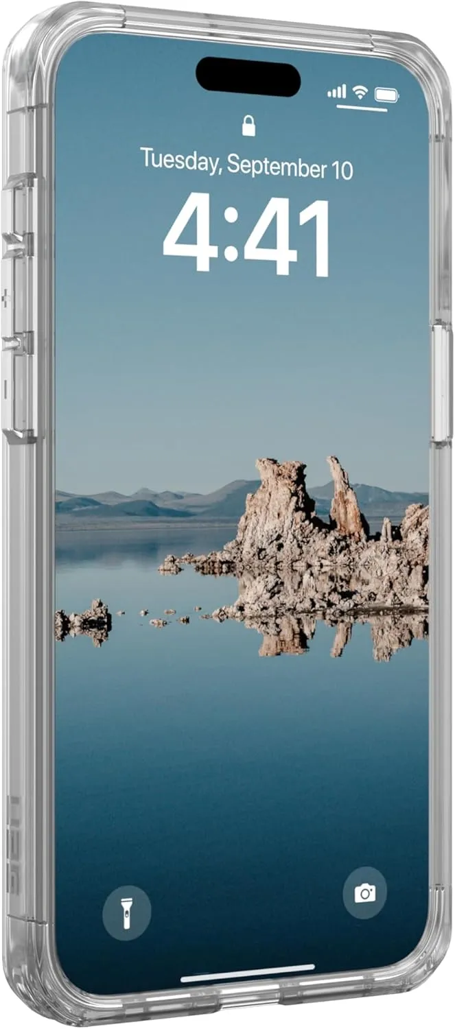 URBAN ARMOR GEAR UAG Designed for iPhone 15 Pro Max Case 6.7" Plyo Ice/White, Built-in Magnet Compatible with MagSafe Charging Rugged Anti-Yellowing Transparent Clear Dropproof Protective Cover