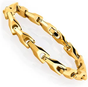 Urban Jewelry Unique Men's Solid Heavy Wheat Tungsten Carbide Bracelet that stands out - 3 Sided Links (Silver, Black or 18K Gold Plated) Smooth Finishing Touch
