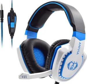 USB Stereo Gaming Headset PC, SADES L9Plus 7.1 Virtual Surround Sound Noise Isolation Over Ear Headphones Mic, LED Light, Deep Bass, Soft Memory Earmuffs Laptop Desktop Computer (Black Blue)