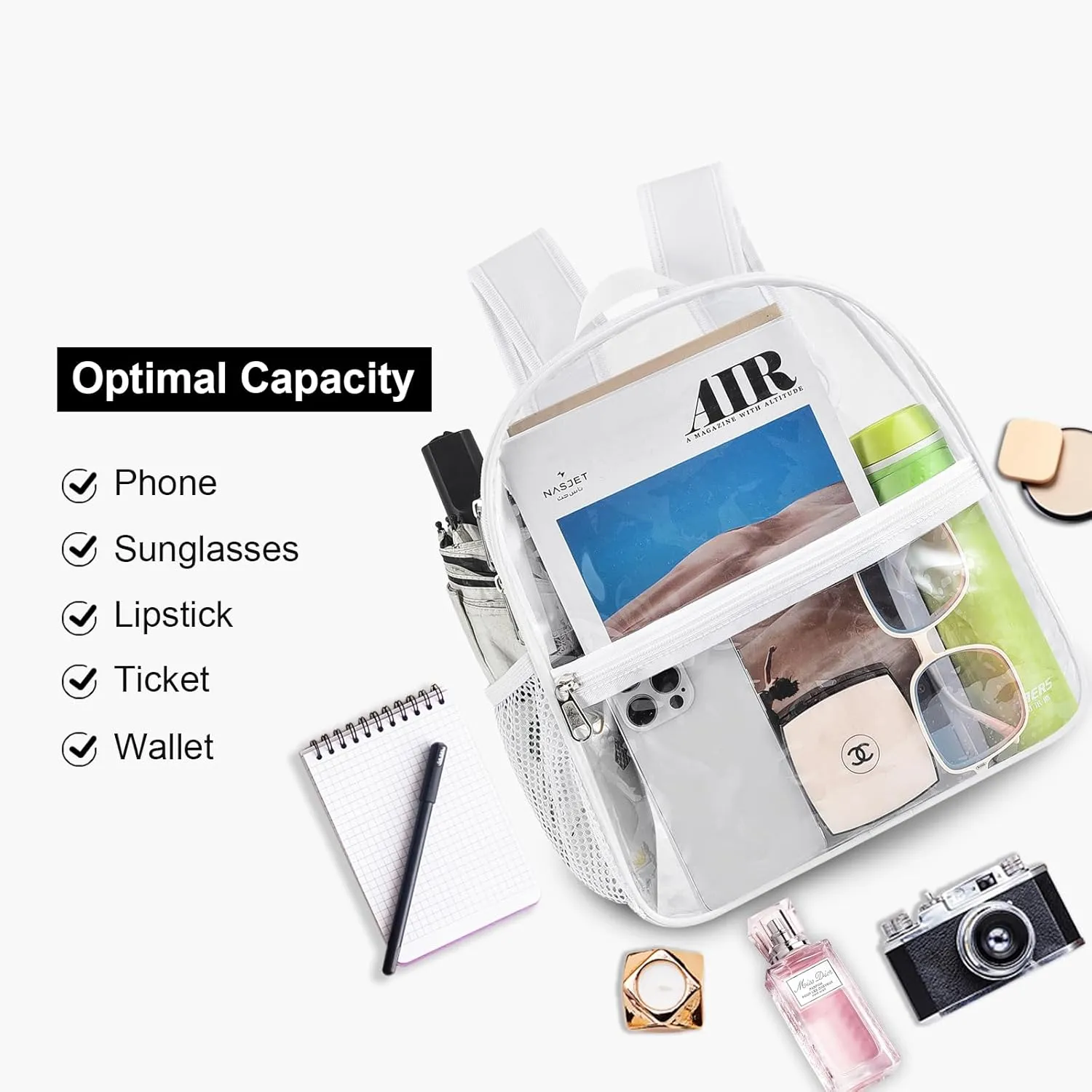 USPECLARE Clear Backpack for Stadium Approved 12×6×12, Water proof Clear Bag for Stadium Events and Concert Work Sport Event