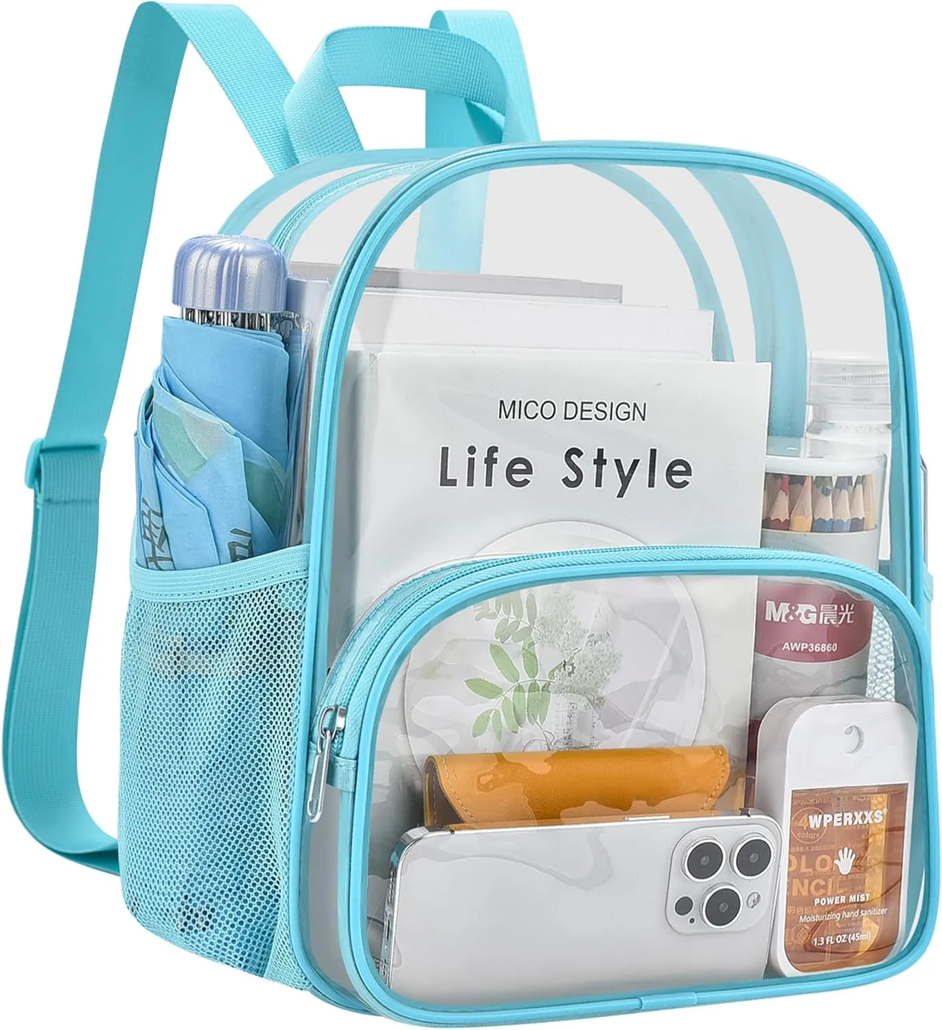 USPECLARE Clear Backpack for Stadium Events Small Clear Backpack 11.5x9.5x6 for Concert Sport Events Work Travel