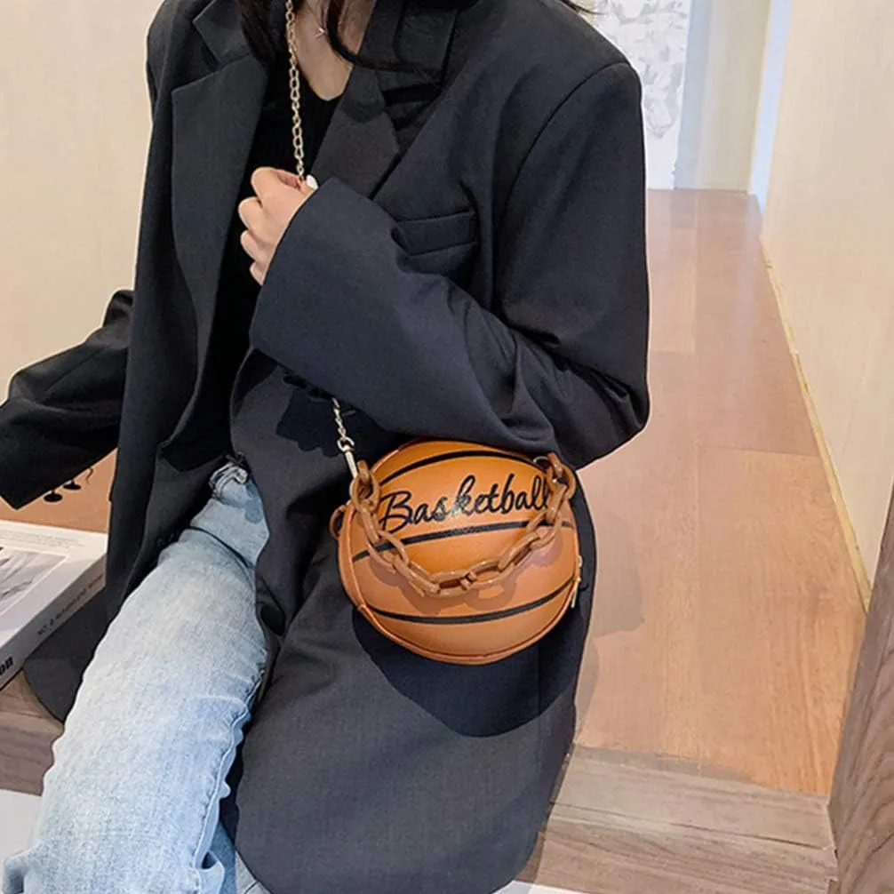 VALICLUD Crossbody Bag Round Basketball Shaped Handbag Novelty Purse Circle Shoulder Bag for Women