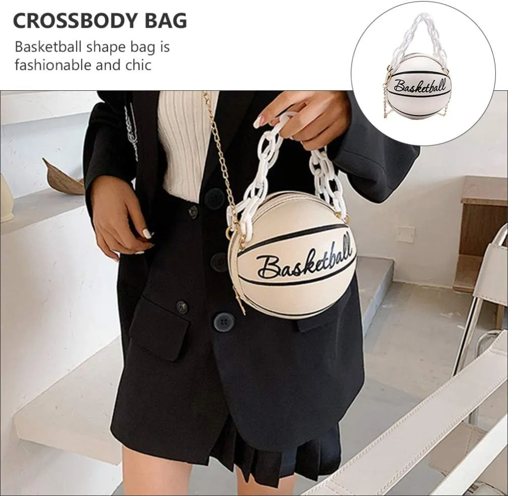 VALICLUD Crossbody Bag Round Basketball Shaped Handbag Novelty Purse Circle Shoulder Bag for Women