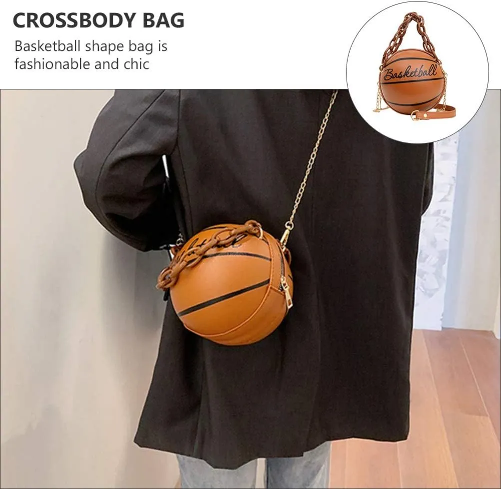 VALICLUD Crossbody Bag Round Basketball Shaped Handbag Novelty Purse Circle Shoulder Bag for Women