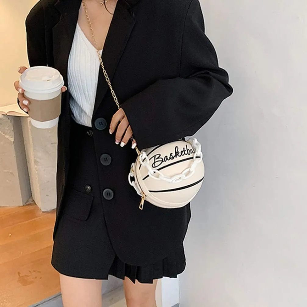 VALICLUD Crossbody Bag Round Basketball Shaped Handbag Novelty Purse Circle Shoulder Bag for Women