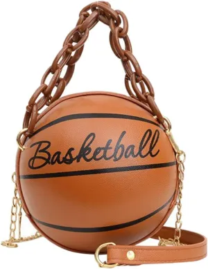 VALICLUD Crossbody Bag Round Basketball Shaped Handbag Novelty Purse Circle Shoulder Bag for Women