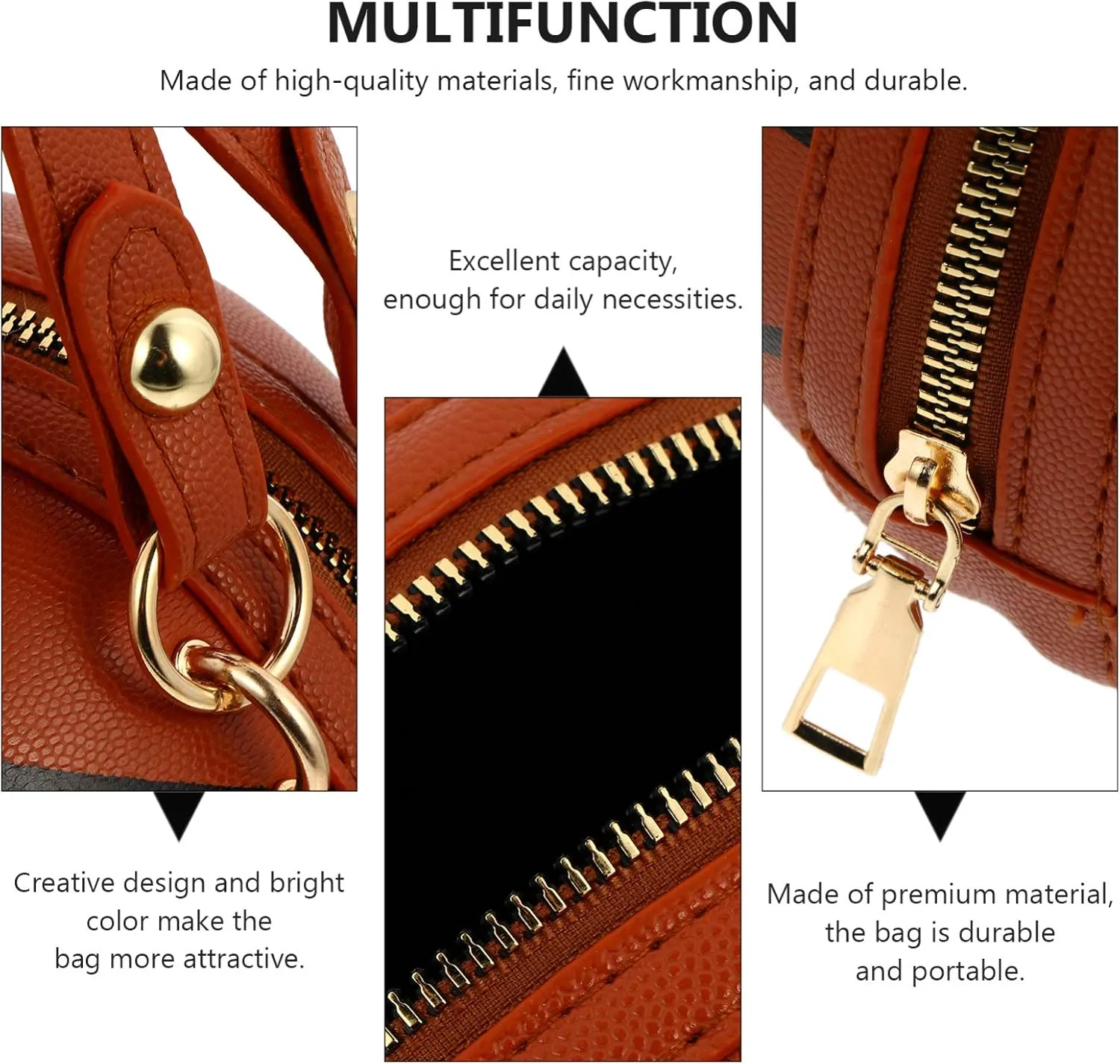 VALICLUD Crossbody Bag Round Basketball Shaped Handbag Novelty Purse Circle Shoulder Bag for Women