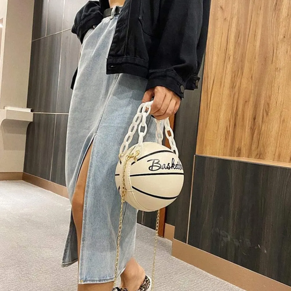 VALICLUD Crossbody Bag Round Basketball Shaped Handbag Novelty Purse Circle Shoulder Bag for Women