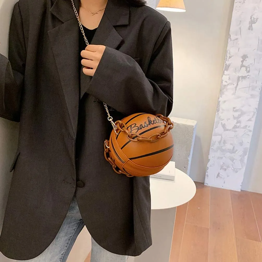 VALICLUD Crossbody Bag Round Basketball Shaped Handbag Novelty Purse Circle Shoulder Bag for Women