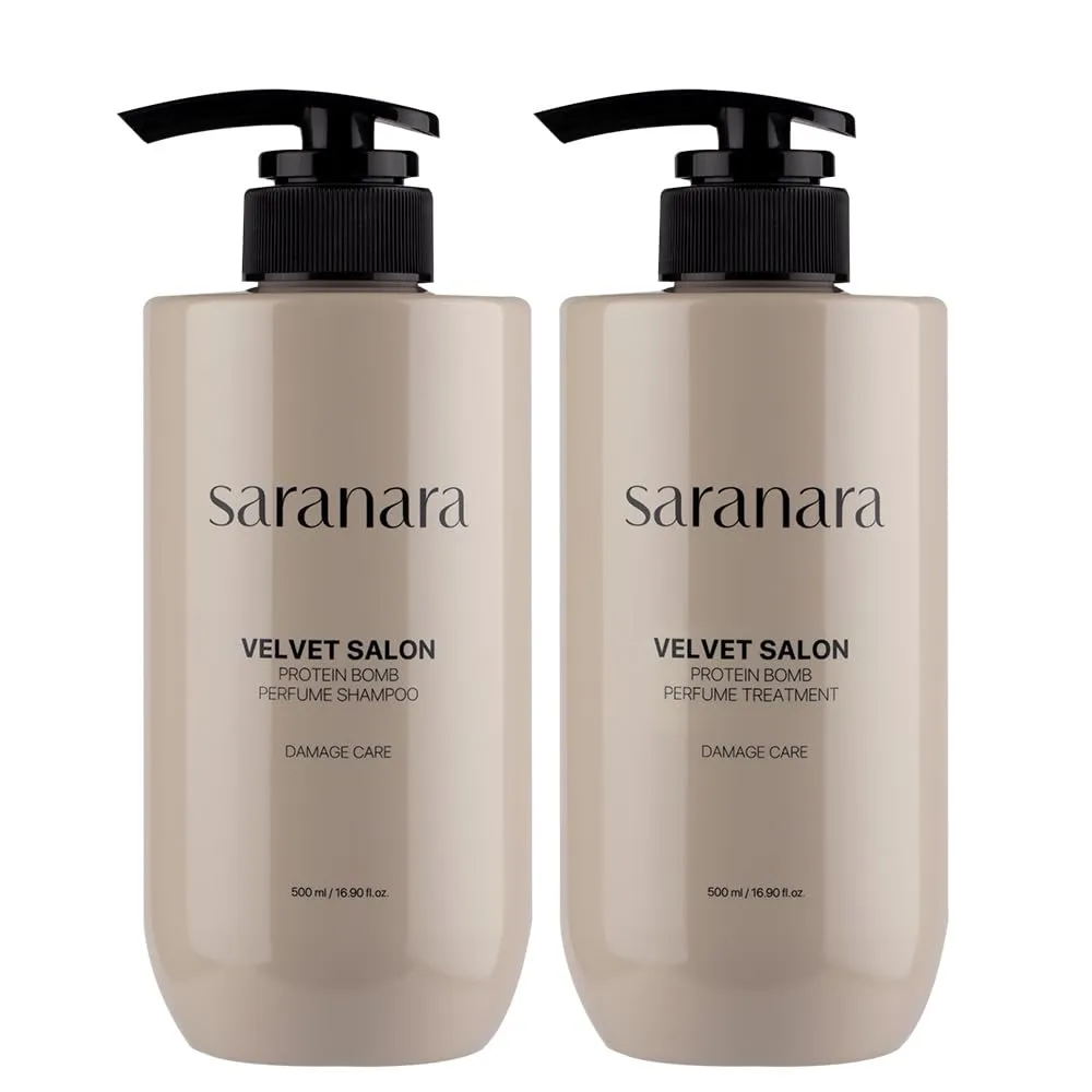 Velvet Salon Protein Damage Care, Nourishing, Hydrating, Smooths and Adds Shine Shampoo & Conditioner (16.9 fl oz X 2), Silicone Paraben Free