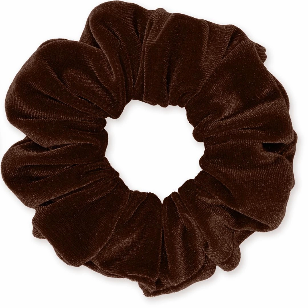 Velvet Scrunchies 3-Pack Gift Set Premium Plush Ponytail Holder Made in the USA Beige Taupe Brown