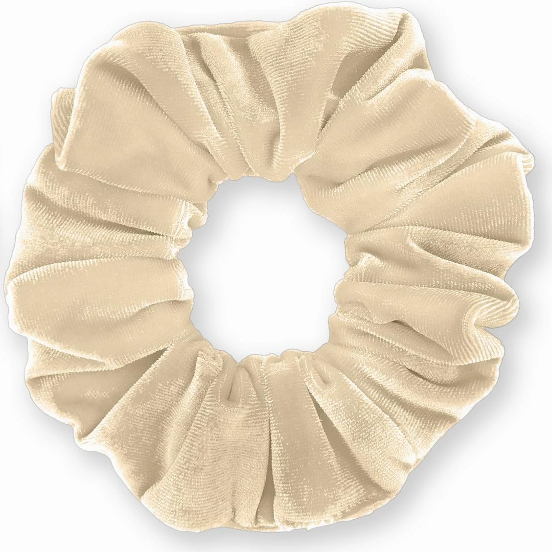 Velvet Scrunchies 3-Pack Gift Set Premium Plush Ponytail Holder Made in the USA Beige Taupe Brown