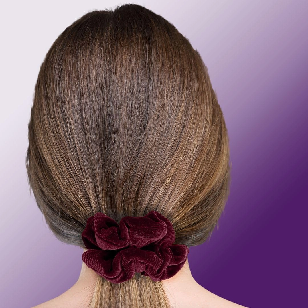 Velvet Scrunchies 3-Pack Gift Set Premium Plush Ponytail Holder Made in the USA Burgundy Forest Black