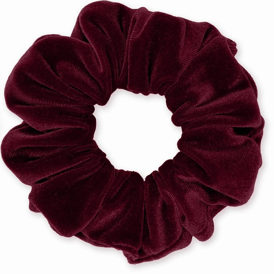 Velvet Scrunchies 3-Pack Gift Set Premium Plush Ponytail Holder Made in the USA Burgundy Forest Black