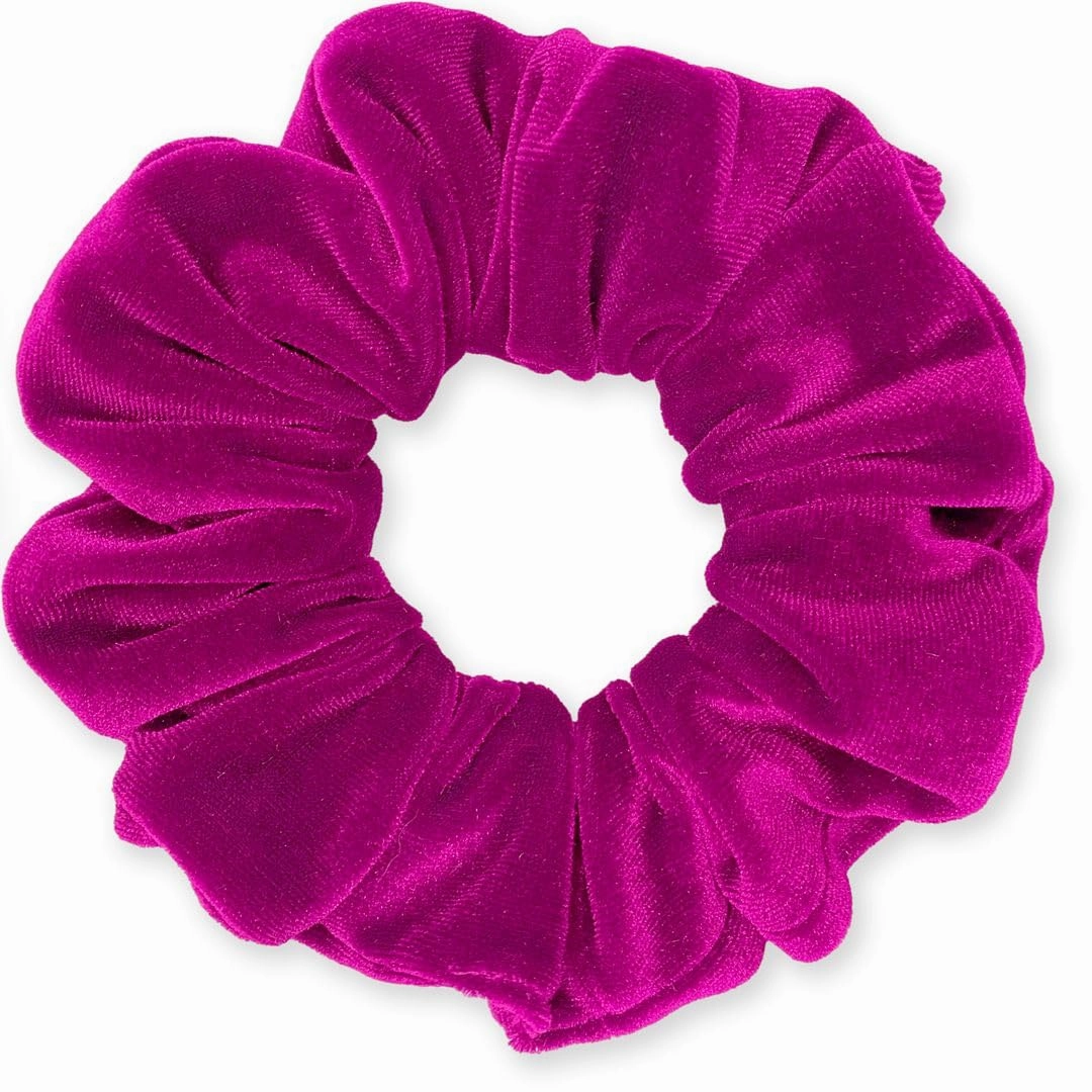 Velvet Scrunchies 3-Pack Gift Set Premium Plush Ponytail Holder Made in the USA Dark Orchid Orchid Fuchsia