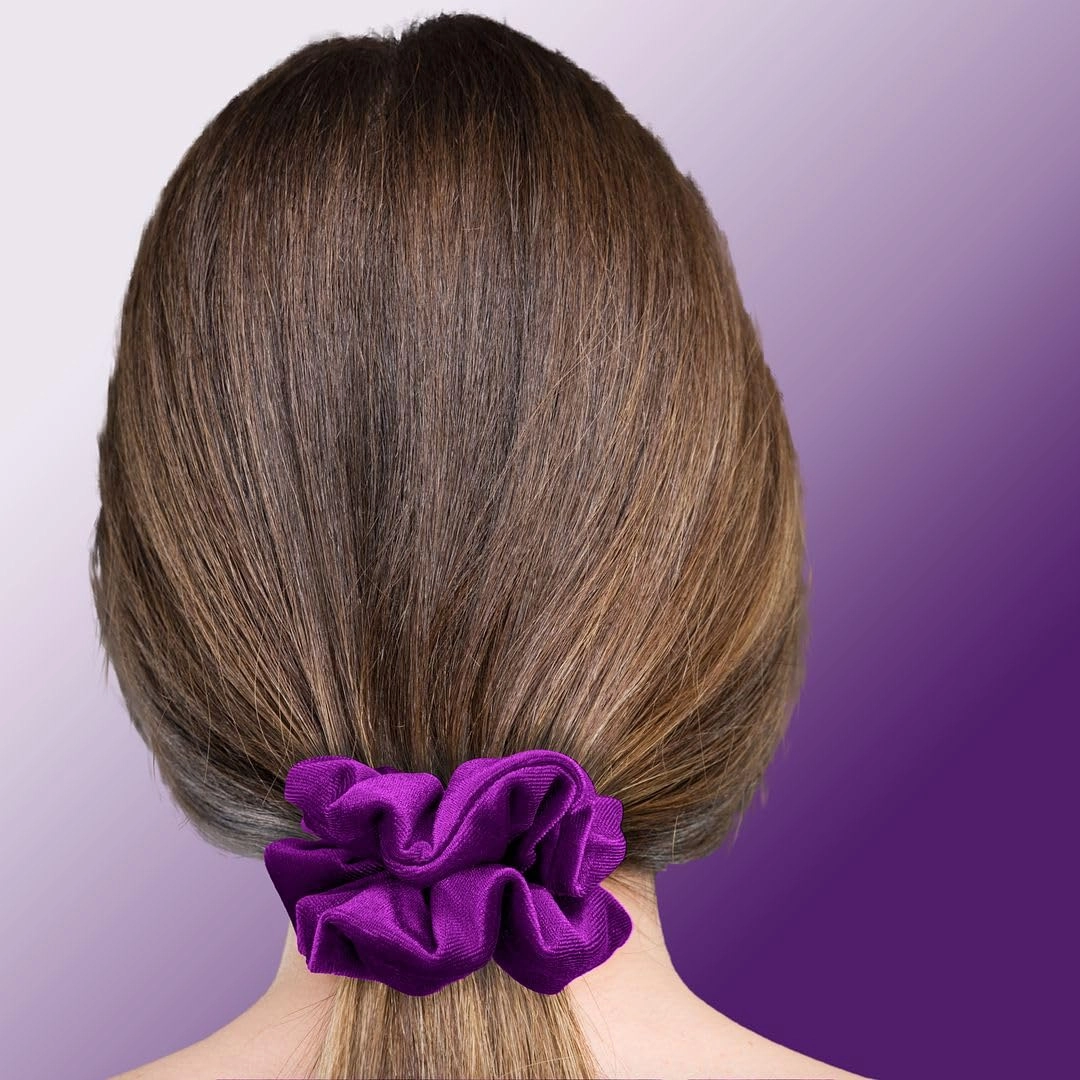 Velvet Scrunchies 3-Pack Gift Set Premium Plush Ponytail Holder Made in the USA Dark Orchid Orchid Fuchsia