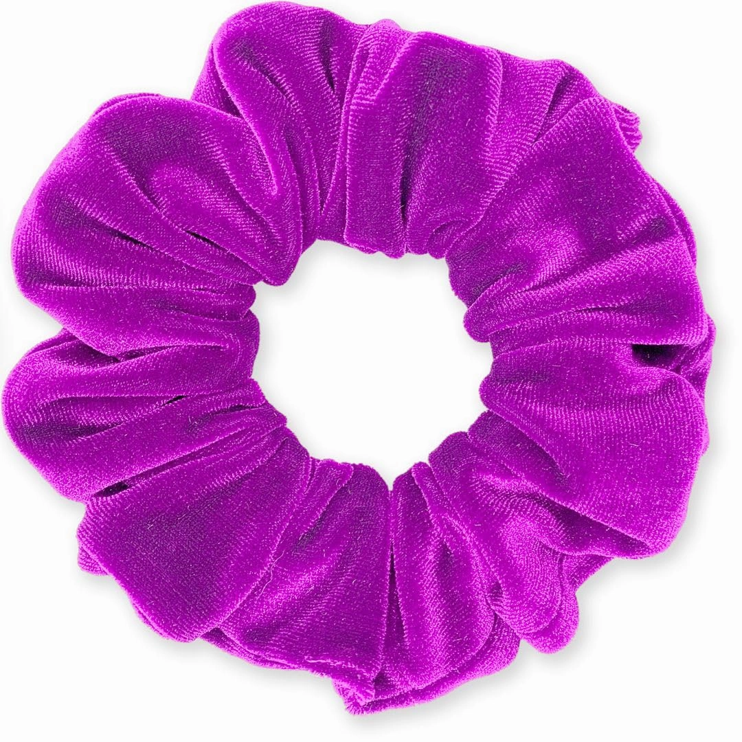 Velvet Scrunchies 3-Pack Gift Set Premium Plush Ponytail Holder Made in the USA Dark Orchid Orchid Fuchsia