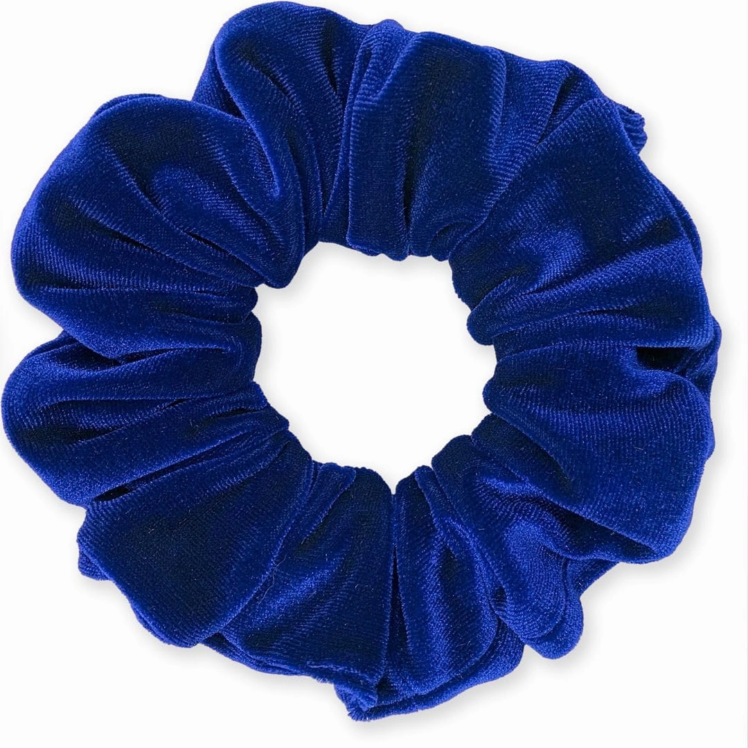 Velvet Scrunchies 3-Pack Gift Set Premium Plush Ponytail Holder Made in the USA Light Blue Royal Navy