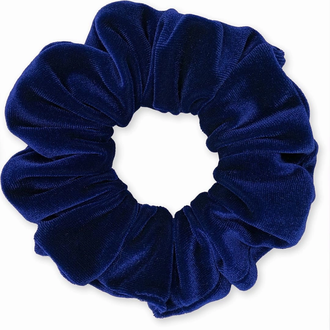 Velvet Scrunchies 3-Pack Gift Set Premium Plush Ponytail Holder Made in the USA Light Blue Royal Navy