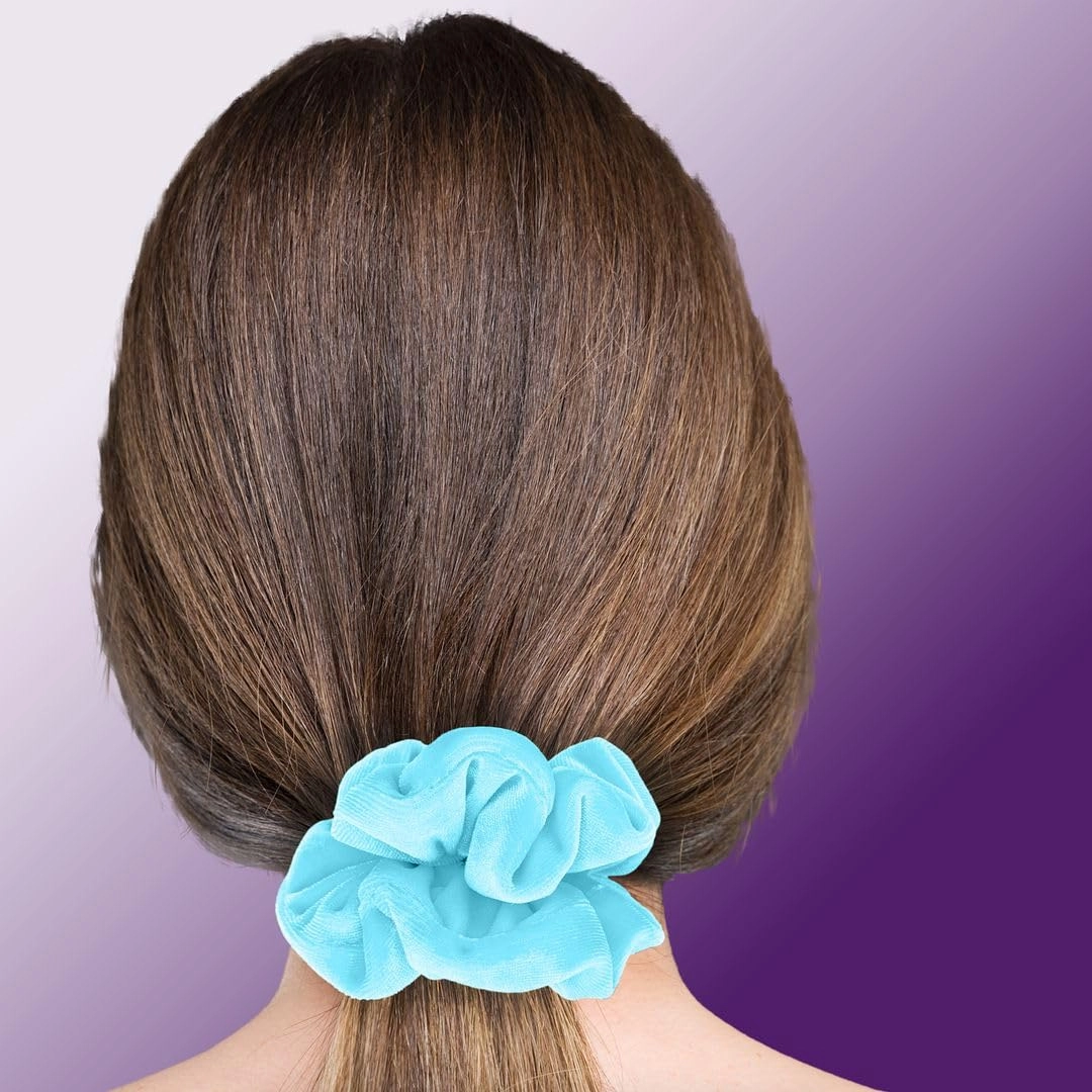 Velvet Scrunchies 3-Pack Gift Set Premium Plush Ponytail Holder Made in the USA Light Blue Royal Navy