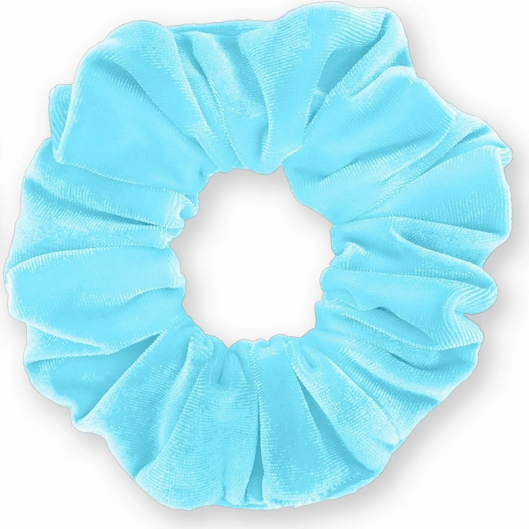 Velvet Scrunchies 3-Pack Gift Set Premium Plush Ponytail Holder Made in the USA Light Blue Royal Navy