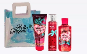 Velvet Sugar - White Barn Bath Body/Work - 3 Piece Bundle - Premium Beauty - Full Size and Hello Gorgeous Gift Bag (Packaging May Vary)
