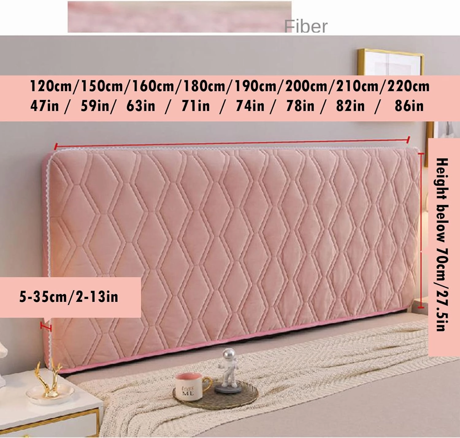 Velvet Thicken Bed Headboard Slipcover for Twin Queen Full Cal King Size, Quilted Old Headboard Cover Dustproof Protector Cover Washable