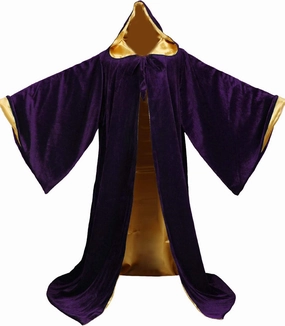 Velvet Wizard Robe with Satin Lined Hood and Sleeves