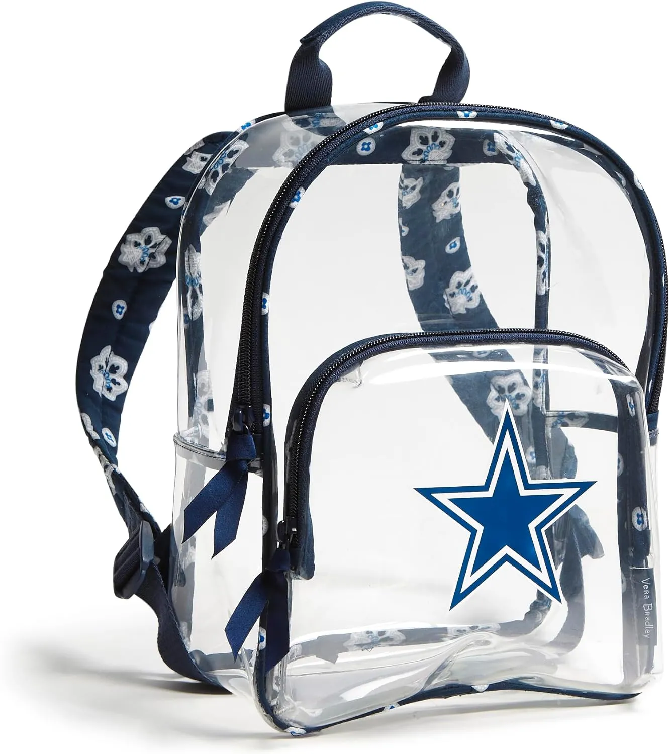 Vera Bradley Women's Clear NFL Small Backpack (Multiple Teams Available), Dallascowboysonblue/Graybandana, One Size