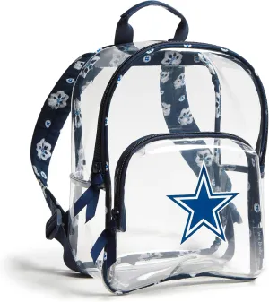 Vera Bradley Women's Clear NFL Small Backpack (Multiple Teams Available), Dallascowboysonblue/Graybandana, One Size