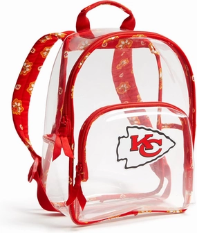 Vera Bradley Women's Clear NFL Small Backpack (Multiple Teams Available), Kansascitychiefsonred/Yellowbandana, One Size