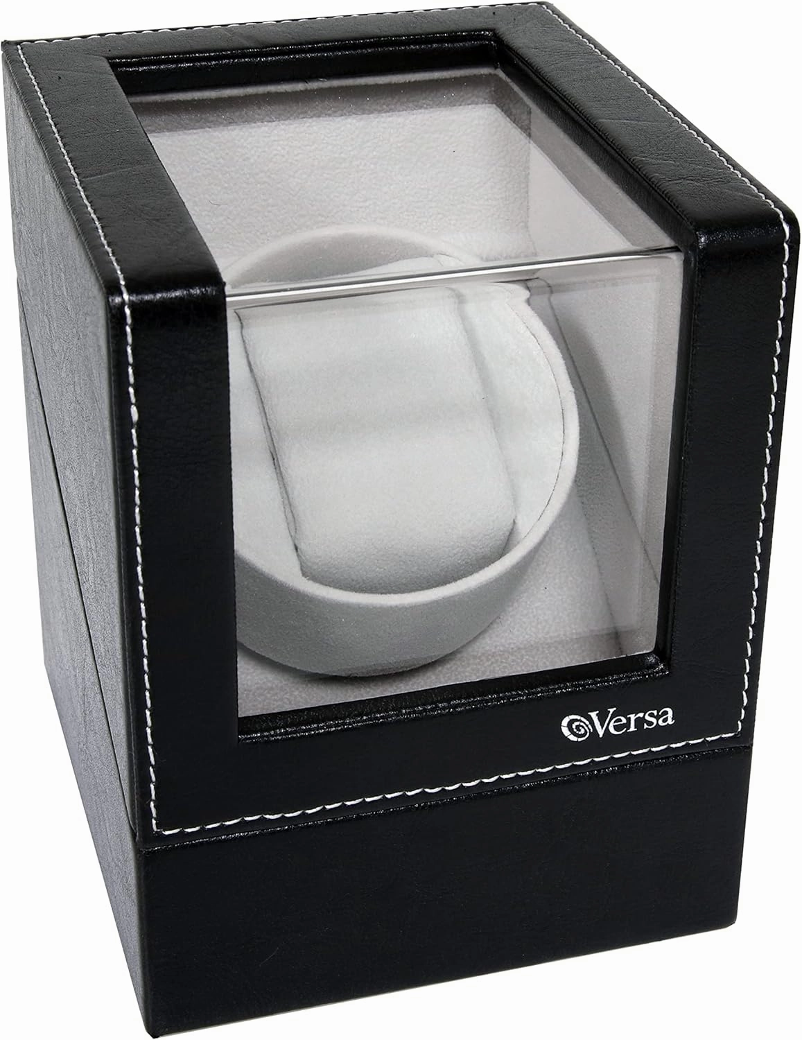 Versa Single Watch Winder Elite Automatic Watch Winder - Quiet Japanese Motor - 12 Settings - Compatible with Rolex's, Cartier, Omega, and More (Black Leather)