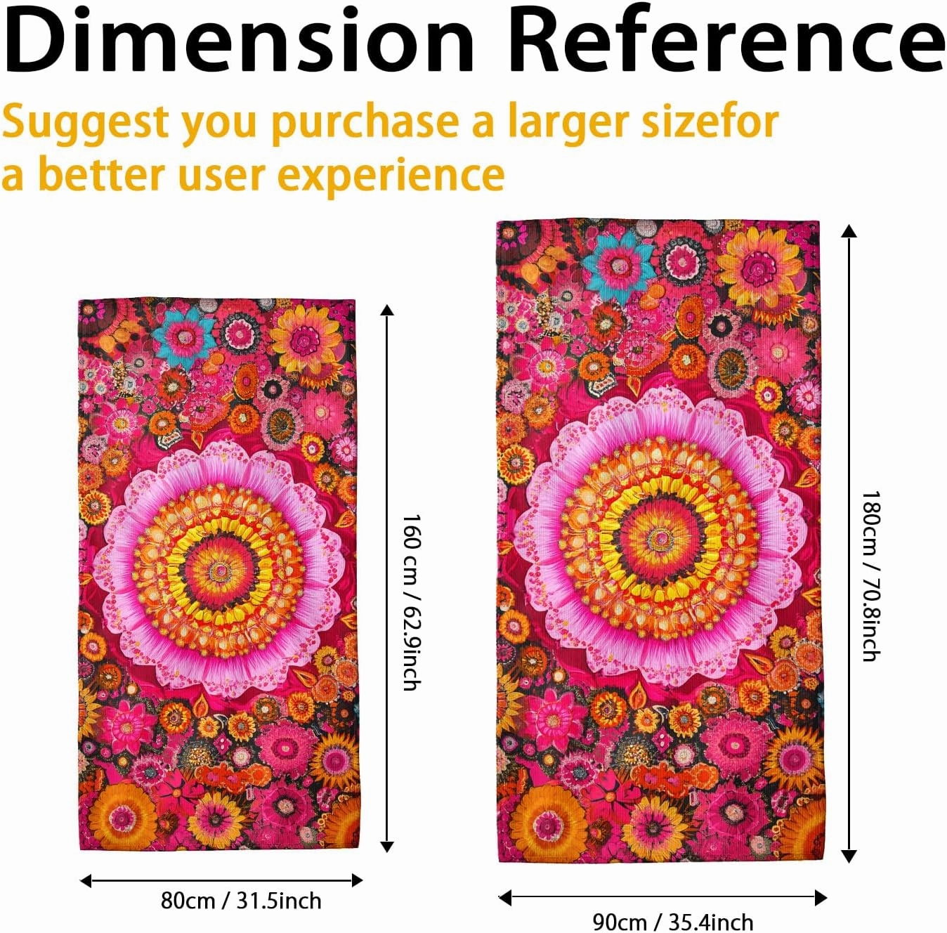 Vibrant Floral Microfiber Beach Towel Peach Tropical Mandala Design Quick Dry Soft Sand Free Oversize Lightweight Blanket Vacation Pool Picnic Essentials 62x31 Inch