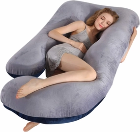 Victostar Pregnancy Pillow,57 inches U Shaped Maternity Pillow with Removable Cover Full Body Pillow Support for Back, HIPS, Legs, Belly (Blue Grey)