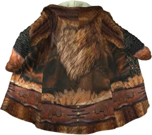 Viking Men's Wolf Hoodie Cloak, 3D Full Print Warrior Armor Tattoo, Warm Faux Cashmere Coat, Winter Jacket, Parka Bathrobe